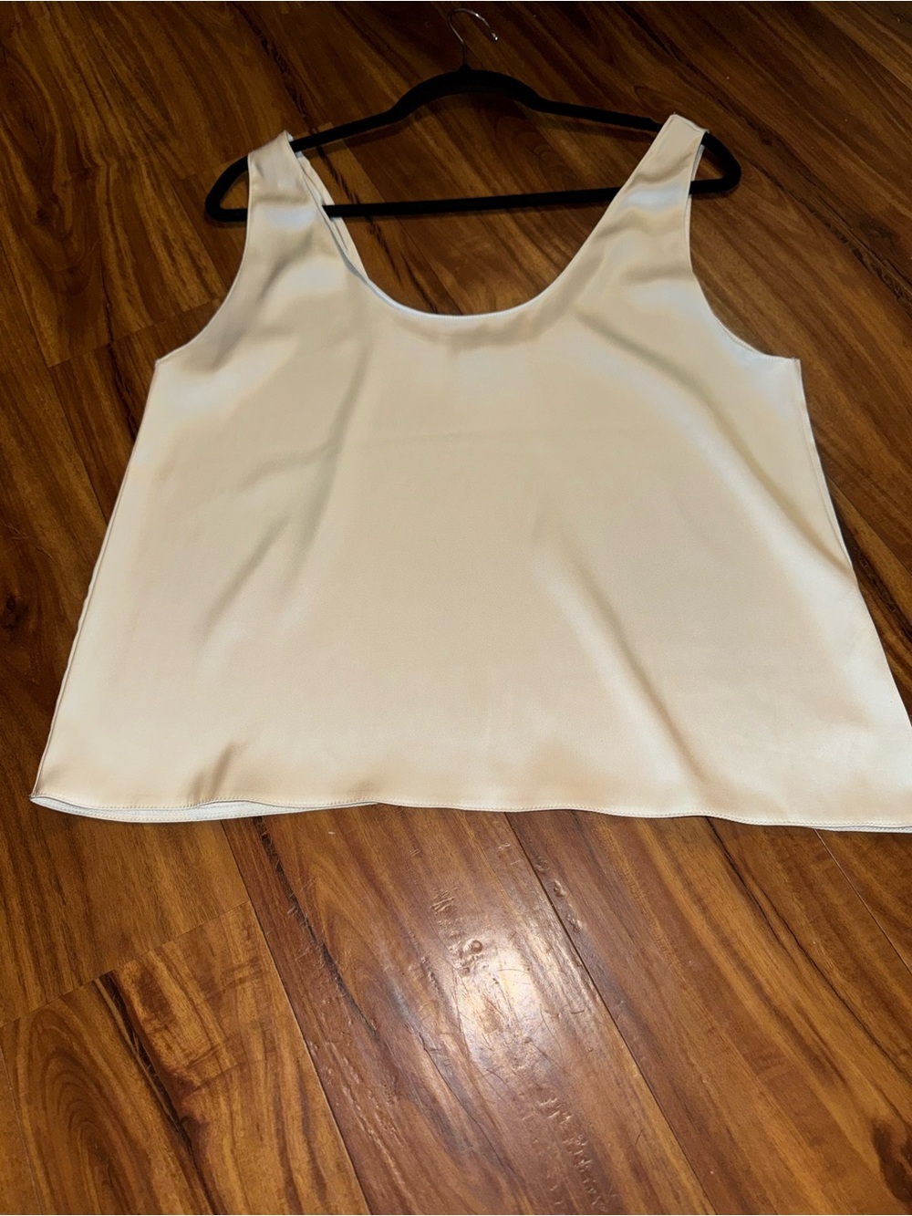 Zara Satin Scoop Neck Tank Top in Ivory - Picture 5 of 6